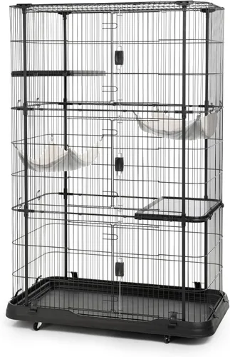 Vista 10 de Productos para mascota Prevue, casa para gatos de 3 pisos, Negro