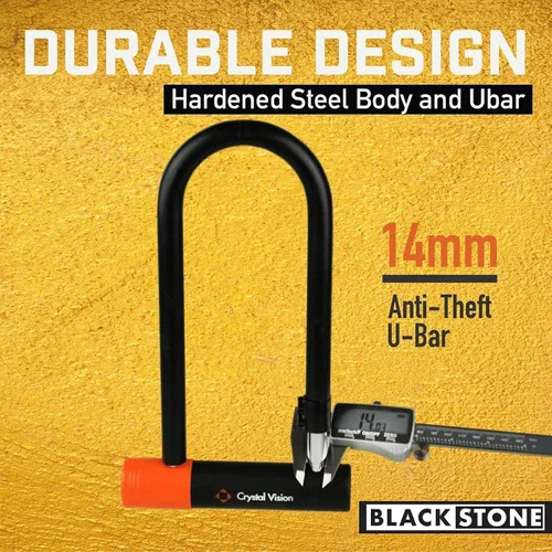 Vista 7 de Blackstone Alarma antirrobo de 130 dB con bloqueo en U resistente con cable de seguridad (alarma U-Lock con cable)
