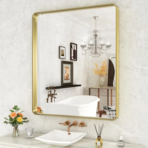 Vista 24 de WEER - Espejo de baño con luces LED, 50x70cm, espejo de tocador montado en la pared, 3 colores regulables, almohadilla antiempañante retroiluminada