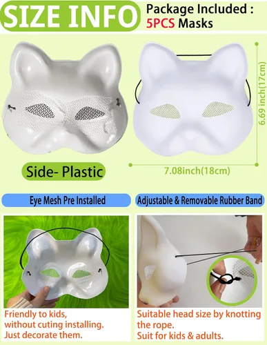 Vista 2 de 5 máscaras de gato Therian - Malla de ojos preinstalada, base de máscara