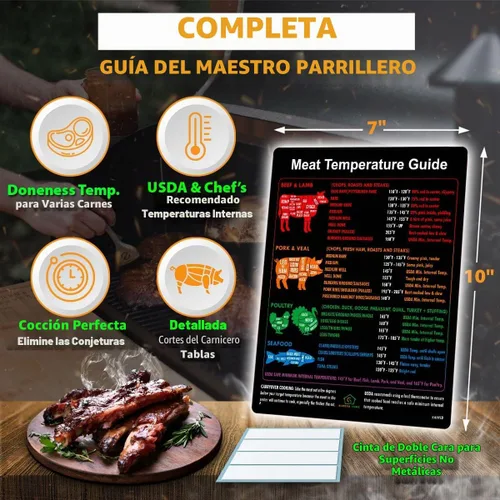 Vista 3 de La mejor guía de temperatura de la carne + gráfico de imanes de cortes de carnicero Carne de res y cordero