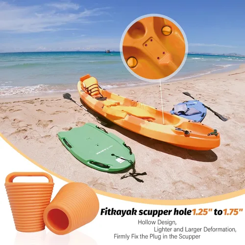 Vista 3 de Kit de 8 tapones para kayak, tapones de goma termoplástica, orificios de drenaje, tapón con mango
