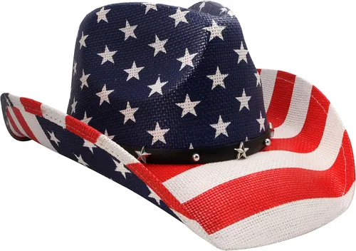 Vista 12 de GrinderPUNCH sombrero de vaquero clásico con la bandera americana Bandera antigua