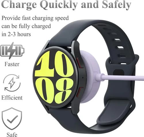 Vista 5 de Cable de carga USB C para reloj compatible con Samsung Galaxy Watch 6 Classic/6/5 Pro/5/4 Classic/4/3/Active 2/1, cable de carga magnética