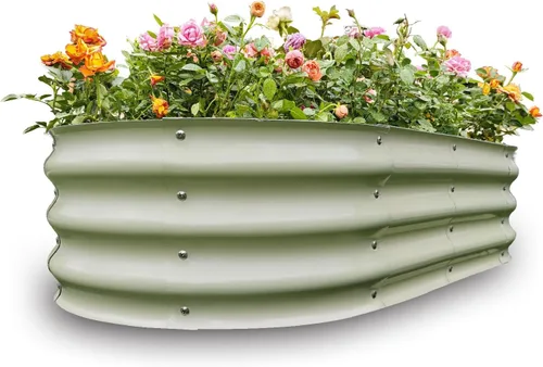 Vista 10 de GARDMAX 2x2x1FT Galvanized Round Raised Garden Bed Kit, Metal Planter Boxes Outdoor with Easy Assembly, Large Garden Bed for Vegetables, Fruits