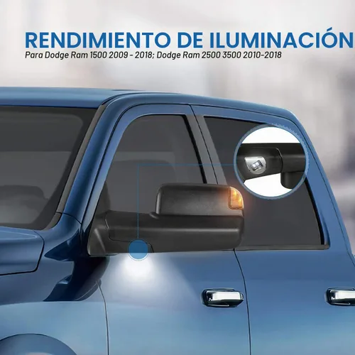 Vista 5 de MOSTPLUS Espejo calefactable eléctrico del lado izquierdo del conductor compatible con Ram 1500 2500 3500/2019-2023 Ram 1500 Classic 2009-2018