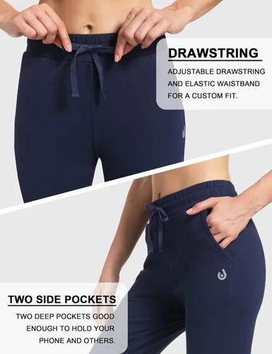 Vista 4 de HARTPOR Pantalones deportivos de algodón para mujer, pantalones deportivos para yoga, pantalones deportivos casuales para correr con bolsillos