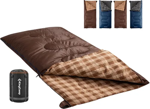 Vista 17 de KingCamp Sleeping Bag for Adults, 100% Flannel XL Big and Tall Cold Weather Warm Sleeping Bags with Compression Sack Portable Waterproof Gear