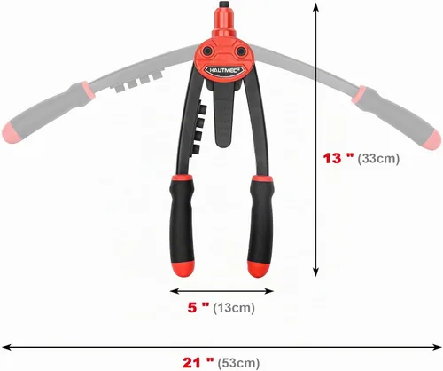 Vista 4 de HAUTMEC Pistola de remaches de 13" con 150 remaches y diseño de rebote automático que ahorra trabajo, herramientas de remachadora manual de alta