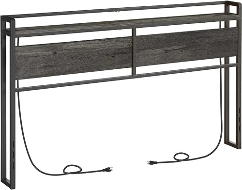 Vista 9 de HOOBRO Cabecera Tamaño Queen, Cabecera con 2 Tomacorrientes y 4 Puertos USB, Altura Ajustable, Estante de Almacenamiento, Resistente y Estable
