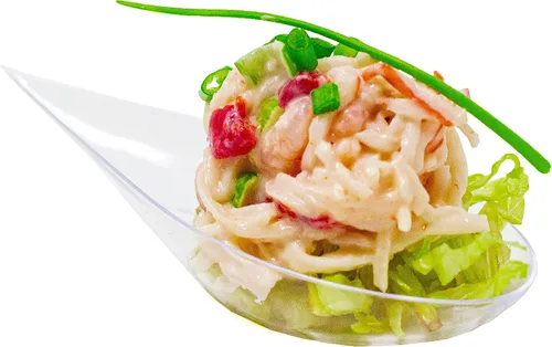 Vista 5 de Paquete de 48 Cucharitas Pequeñas en Forma de Gota Transparentes Mini Platos para Aperitivos Mini Cucharas de Postre de Plástico de Grado
