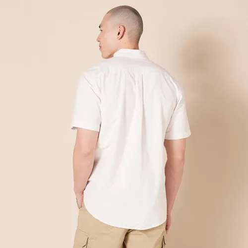 Vista 3 de Tienda Essentials Camisa Oxford de manga corta con bolsillo para hombre