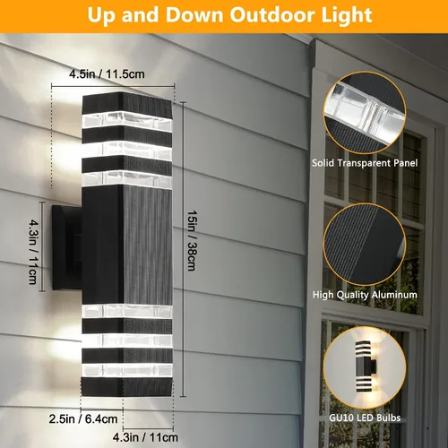 Vista 5 de tewei Paquete de 8 luces de pared para exteriores de 3 capas