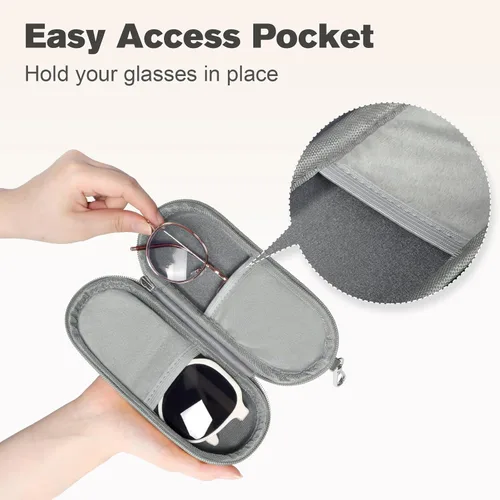 Vista 3 de Estuche doble para anteojos, organizador de lentes de sol con cierre de cremallera, caja de almacenamiento de gafas para hombres y mujeres de viaje