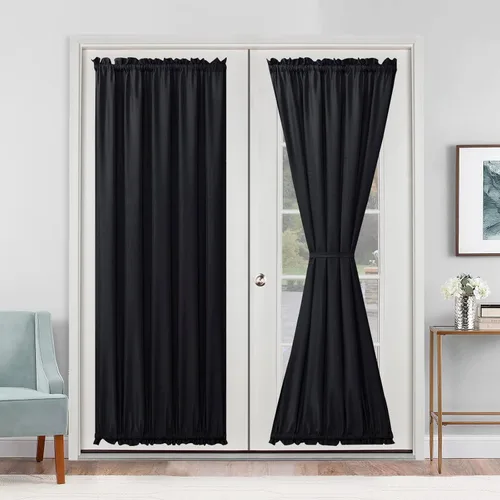 Vista 26 de Cortinas para puerta francesa, color aguamarina, 24 pulgadas de ancho x 40 pulgadas de largo, 1 panel Bolsillo para barra, semitransparente