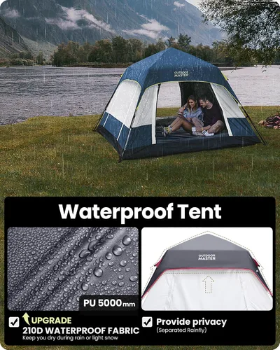 Vista 3 de OutdoorMaster Tiendas de campaña para 4/6 personas con tecnología de refugio opaco, fácil instalación en 60 segundos, tienda desplegable resistente