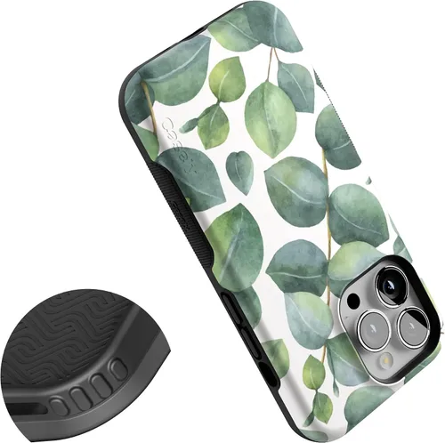 Vista 5 de Casely Funda para iPhone 13 Pro Compatible con MagSafe Leaf Me Alone Funda con estampado floral verde