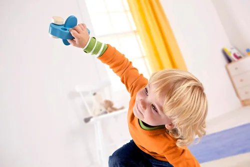 Vista 5 de Hape Mini avión de madera Juguetes educativos de madera para regalo de niños pequeños