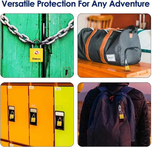 Vista 7 de Paquete de 4 cerraduras de equipaje aprobadas por la TSA con llaves, candado de viaje, cerradura con llave impermeable de aleación de zinc