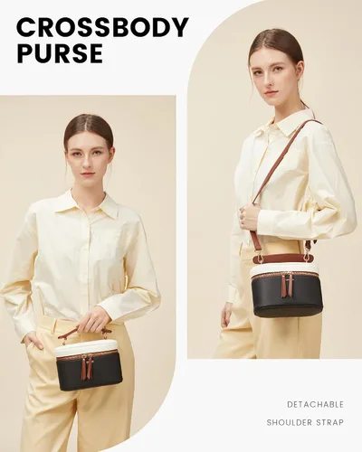 Vista 2 de LOVEVOOK - Bolso bandolera para mujer, con asa superior y pequeño bolso de hombro de cuero PU, bolso de mano con solapa para damas