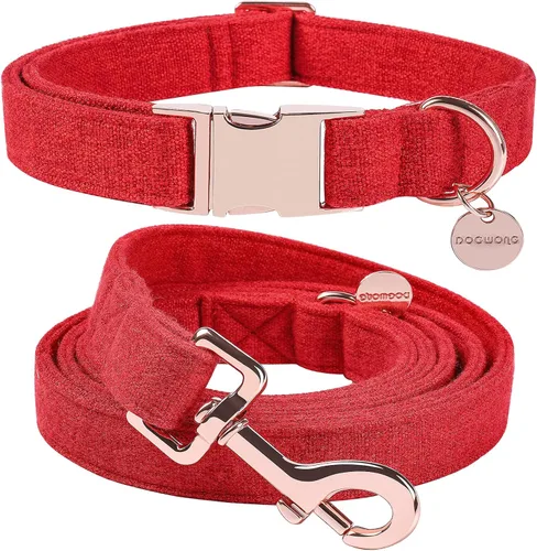 Vista 12 de DOGWONG Collar y correa de algodón para perro, collar para mascotas, suave, duradero, básico, para perros pequeños, medianos y grandes Negro