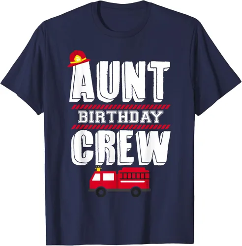 Vista 77 de Aunt Birthday Crew Fire Truck Fireman - Camiseta para fiesta de acogida, Negro, S