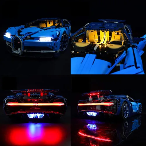Vista 5 de T-Club Kit de luz LED para (Bugatti Chiron), kit de iluminación compatible con Lego 42083
