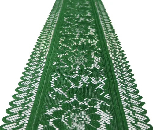 Vista 6 de Camino de mesa de tela de 13 x 60 pulgadas, bufanda de mesa verde con borlas para Navidad, vacaciones, decoración de boda