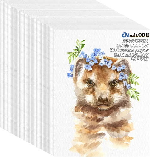 Vista 8 de 150 hojas de papel para acuarela a granel, papel de color blanco para estudiantes de pintura, adultos, artistas, dibujo - 65LB/180GSM papel de arte