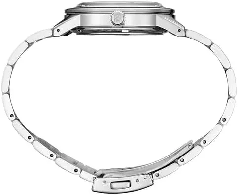 Vista 2 de Seiko Reloj automático de acero inoxidable plateado con esfera crema para hombre Blancuzco Clásico