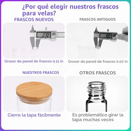 Vista 5 de 20 PCS Tarros para Velas, Tarros para Velas con Tapas, Kit para Hacer Velas, Tarros para Velas al Por Mayor para Velas Tarros de vela a granel