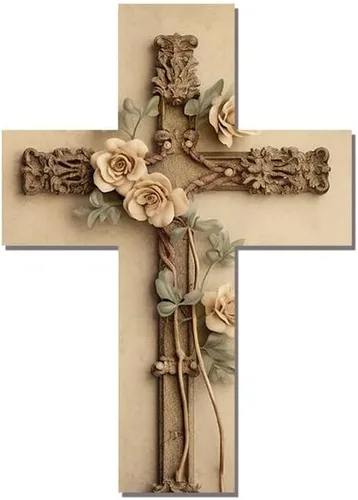 Vista 14 de Imahoocool Placa de madera para colgar en la pared, diseño rústico de madera con cruces, arte de pared para puerta delantera, hogar, cocina, granja
