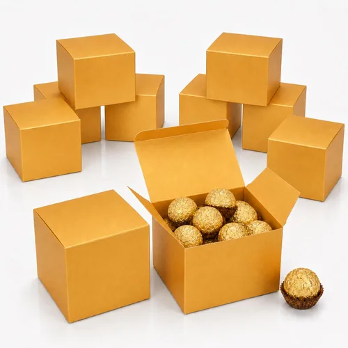 Vista 6 de Quotidian Aqua - Cajas de regalo plegables grandes de papel italiano perlado vintage con purpurina con tapas, 4 x 4 x 4 pulgadas