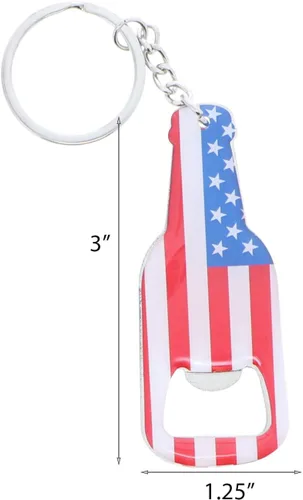Vista 2 de SandT Collection Llavero abrebotellas de cerveza con bandera americana
