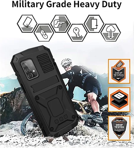 Vista 6 de Simicoo Compatible con Samsung A52 4G Funda de silicona híbrida militar a prueba de golpes, resistente, protector de pantalla integrado, cubierta