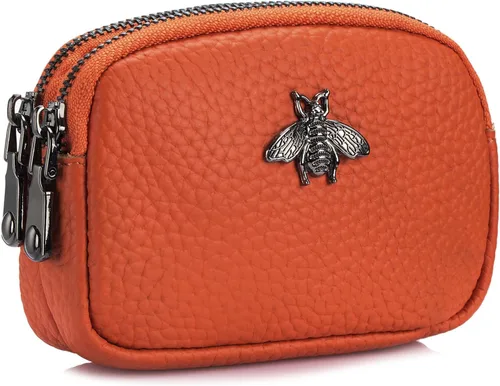 Vista 23 de Monedero de cuero para mujer, billetera pequeña para mujer, bolsa de cambio A-Negro