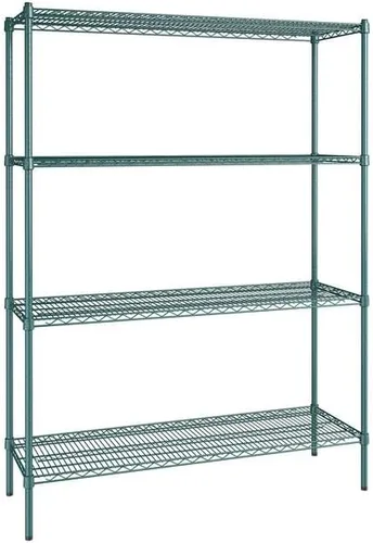 Vista 259 de Kit de 4 estantes de epoxi verde NSF de 21 x 72 pulgadas con postes de 86 pulgadas, estantería de almacenamiento resistente, kit de estantería