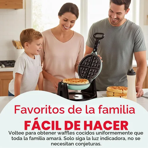 Vista 3 de Dash Máquina de gofres belga Flip - Superficie antiadherente - Máquina giratoria de gofres belga con sistema de calentamiento rápido para desayunos