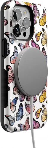 Vista 6 de Casely Funda para iPhone 13 Pro Free Spirit Mariposa arcoíris Compatible con MagSafe Diseño protector audaz