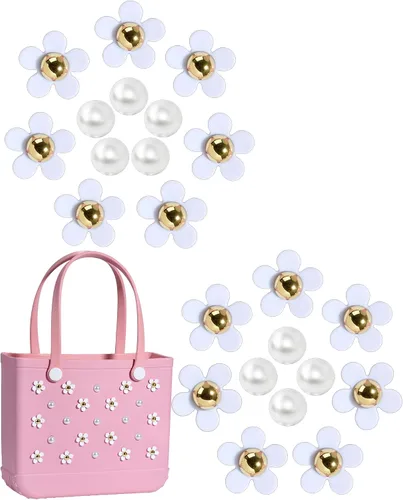 Vista 6 de Mon Caramel Resina Bolsa de Playa Accesorios Encantos,Resina Playa Totes Accesorios Insertos,Daisy Flower Bag Charms
