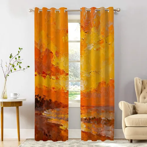 Vista 10 de Shrahala Beach Scenery Blackout Curtain Tiers, Coastal Landscape Kitchen Valance Light Blocking Tier Drapes with Rod Pocket, 2 Pack 26 X 24 in Blue1