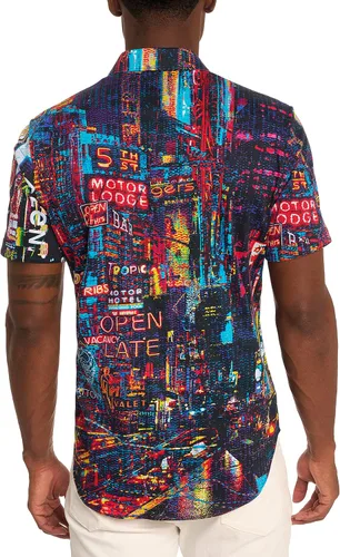 Vista 5 de Robert Graham Camisa tejida de manga corta Hustle N Bustle para hombre