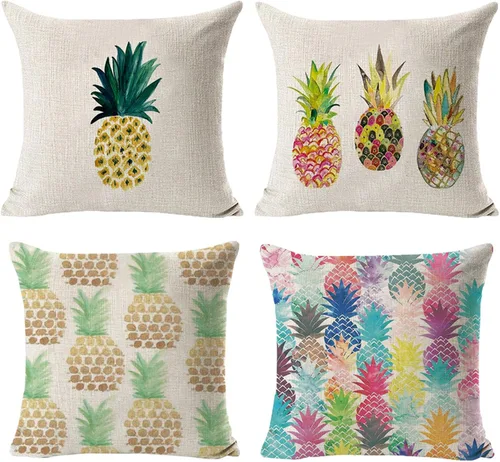 Vista 6 de Juego de 4 fundas de almohada de lino y algodón con diseño de gatos y animales para sofá, cama, patio, automóvil, 18 x 18 pulgadas