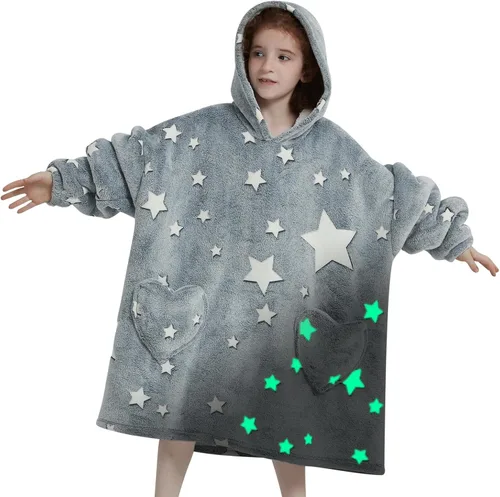 Vista 9 de Mewkou Manta con Capucha Portátil para Niños Sudadera con Capucha de Sherpa Extra Grande para Niños, Niñas y Niños Pequeños de 2 a 6 años