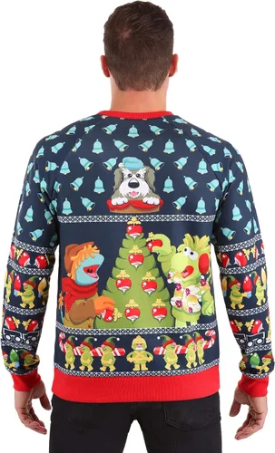 Vista 6 de FUN.COM Suéter feo de Navidad sublimado Fraggle Rock para adultos