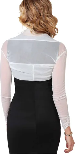 Vista 2 de KRISP Chaqueta de manga larga fruncida para mujer, con bolero para vestidos Sólido o purpurina Ropa formal para fiesta de boda