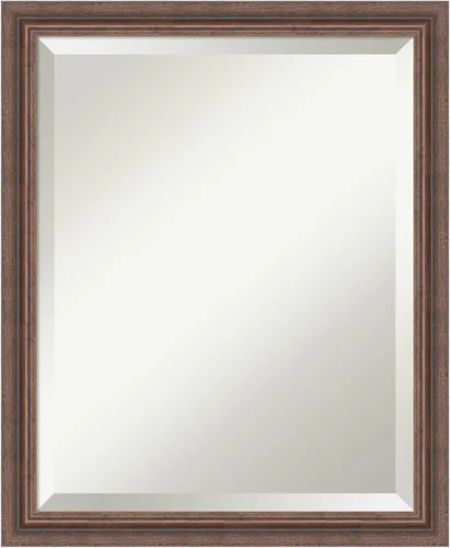 Vista 55 de Amanti Art Espejo de pared marrón de 26 x 22 pulgadas, espejo rectangular de baño de Alejandría marrón rústico para decoración de pared, sala