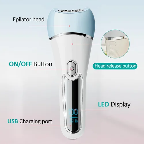 Vista 2 de Depiladora para mujeres, depiladora 6 en 1, afeitadora, maquinilla de afeitar, cepillo facial, masaje facial y exfoliante corporal, depilación