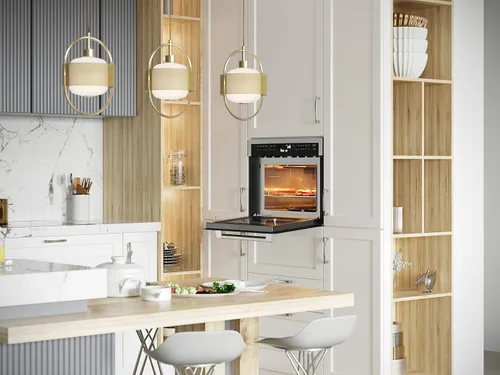 Vista 4 de KoolMore Combinación de horno de convección y microondas integrado de 24 pulgadas con asador, puerta de cierre suave, potencia de 1000 vatios