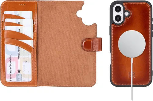 Vista 36 de BOULETTA Magsafe - Funda para iPhone 15 compatible con cuero de grano completo, magnética, desmontable, cartera para teléfono (2 en 1), 4 tarjeteros